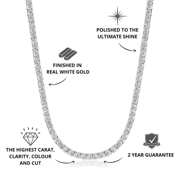 Iced Tennis Chain White Gold 5mm Focus - USPs - VIRAGE London, 10060002030518