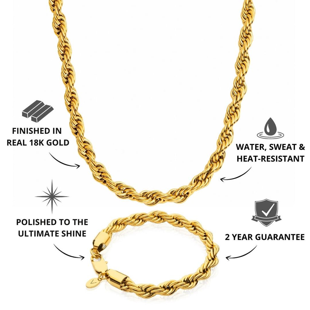 Men's Gold Rope Set 8mm | VIRAGE London