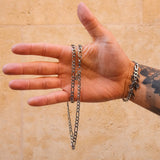 Silver Figaro Chain & Bracelet Set 5mm - VIRAGE London, 70040001020525