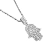 White Gold Iced Hamsa Pendant - VIRAGE London, 20033002030000