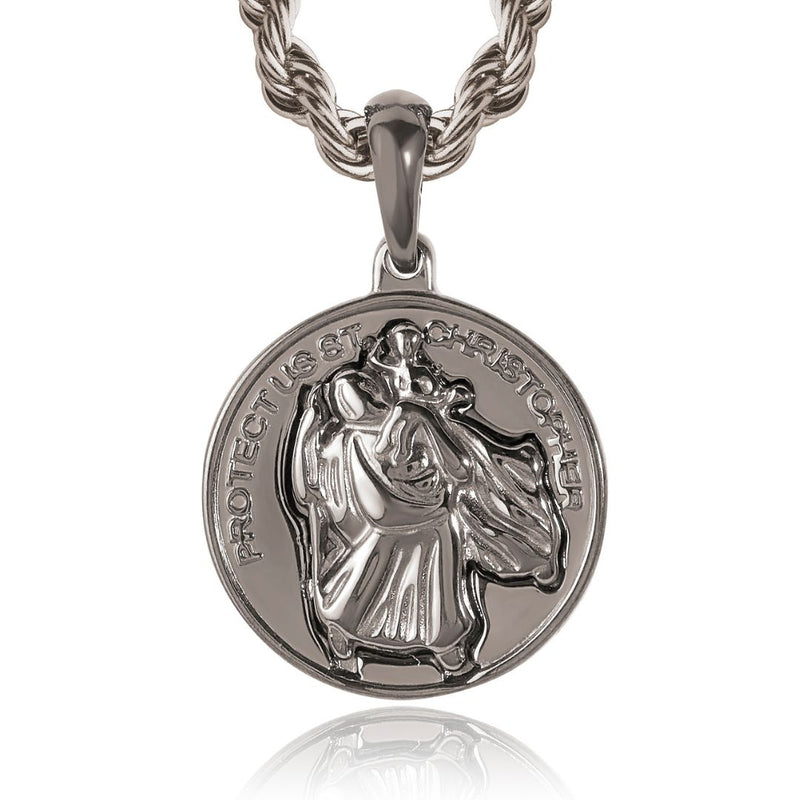 Gun Metal St Christopher Pendant - VIRAGE London