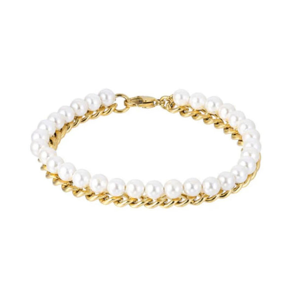 Gold Pearl x Cuban Bracelet - VIRAGE London