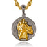 Gun Metal & Gold St Christopher Pendant - VIRAGE London