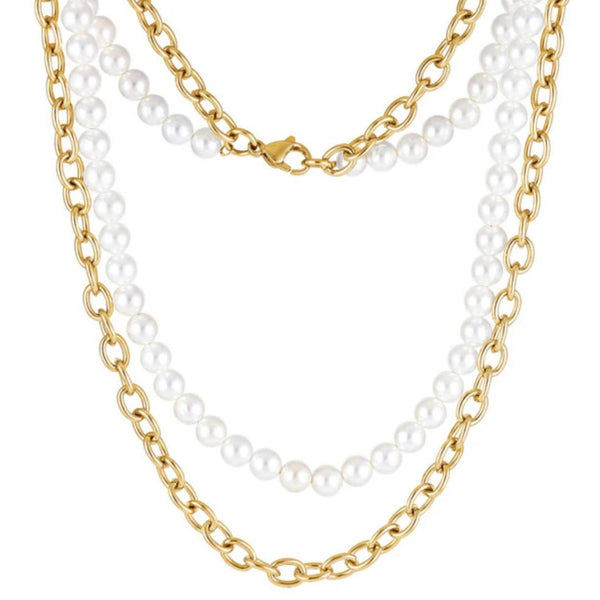 Gold Pearl x Oval Link Chain - VIRAGE London