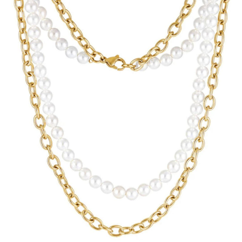 Gold Pearl x Oval Link Chain - VIRAGE London