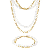 Gold Pearl x Oval Link Set - VIRAGE London