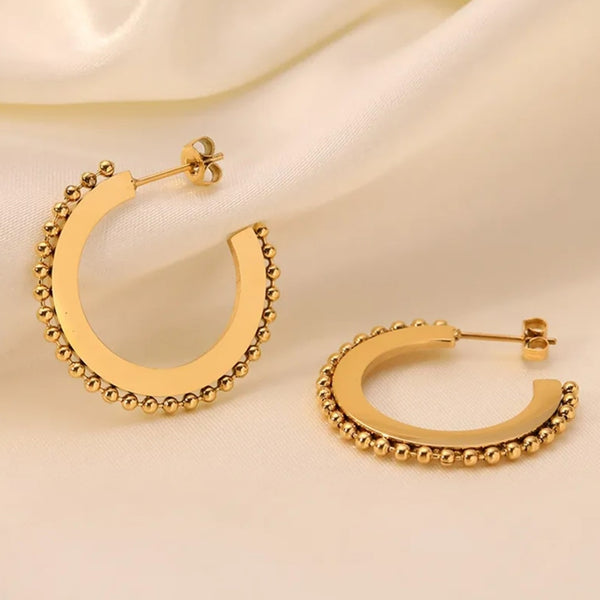 Beaded Hoop Earrings Gold - VIRAGE London