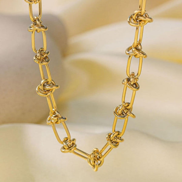 Chunky Knot Link Chain Necklace Gold - VIRAGE London