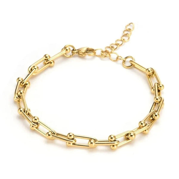 Chunky U Link Chain Bracelet Gold - VIRAGE London