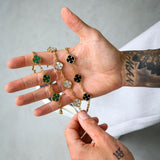 Gold Onyx Clover Bracelet - VIRAGE London