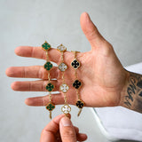 Gold Onyx Clover Bracelet - VIRAGE London