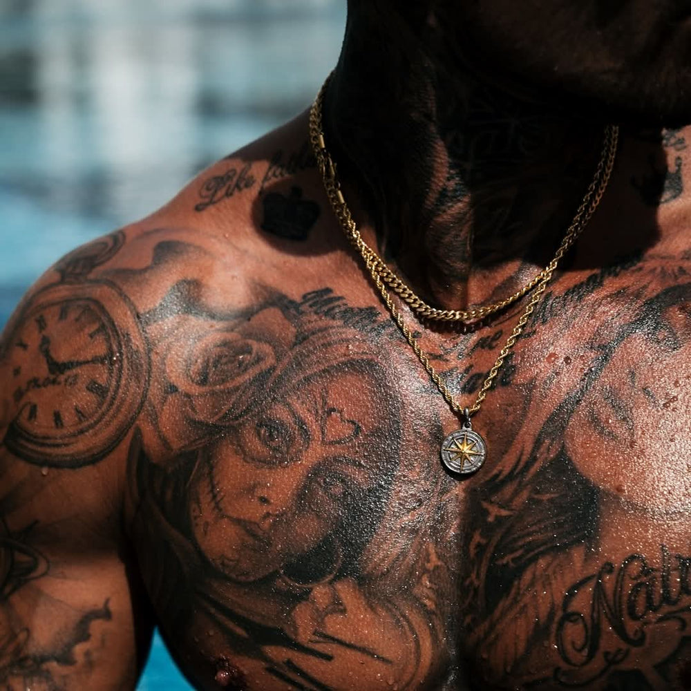 Compass Pendant Gun Metal & Gold | Compass Necklace | VIRAGE London