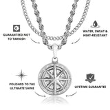 Silver Compass Pendant & Cuban Chain Set - USPs - VIRAGE London, 11