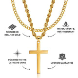 Gold Cross Pendant & Cuban Chain Set - USPs - VIRAGE London, 6501