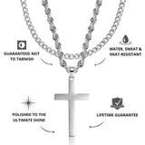 Silver Cross Pendant & Cuban Chain Set - USPs - VIRAGE London, 6601