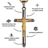 Gun Metal & Gold Crucifix Pendant - USPs - VIRAGE London