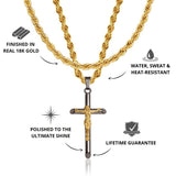 Gun Metal & Gold Crucifix Pendant & Rope Chain Set - VIRAGE London, 2022