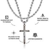 Gun Metal & Silver Crucifix Pendant & Rope Chain Set - VIRAGE London, 2033