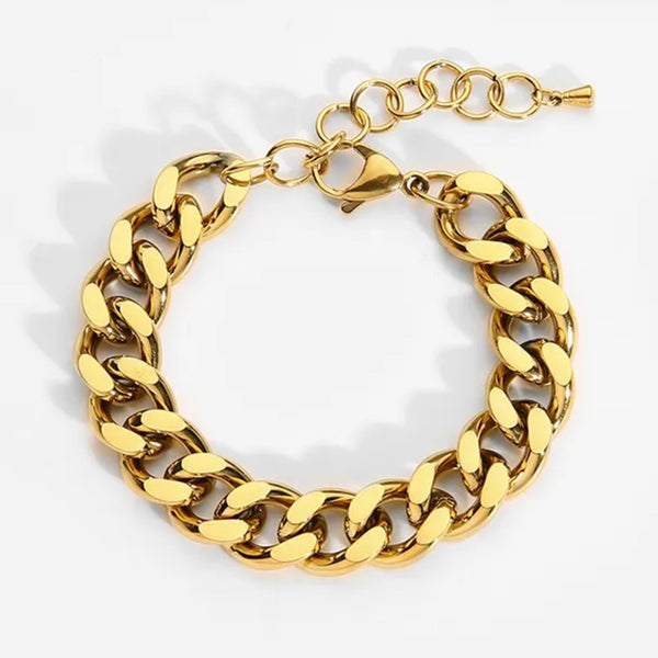 Chunky Cuban Link Chain Bracelet Gold - VIRAGE London