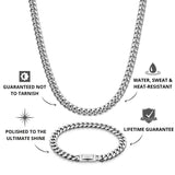 Silver Cuban Chain & Bracelet Set 8mm - USP's - VIRAGE London, 70010001020825