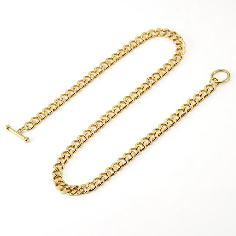 Cuban T-Bar Chain Necklace Gold - VIRAGE London