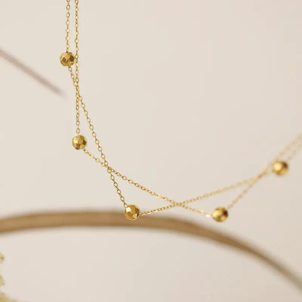 Double Hexagonal Beaded Necklace Gold - VIRAGE London