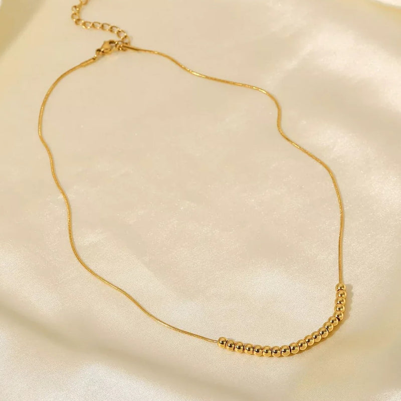 Dainty Beaded Ball Necklace Gold - VIRAGE London