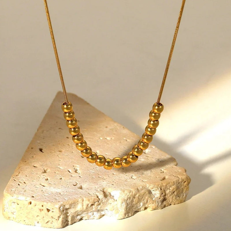 Dainty Beaded Ball Necklace Gold - VIRAGE London