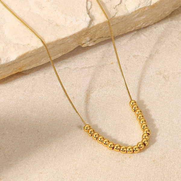 Dainty Beaded Ball Necklace Gold - VIRAGE London