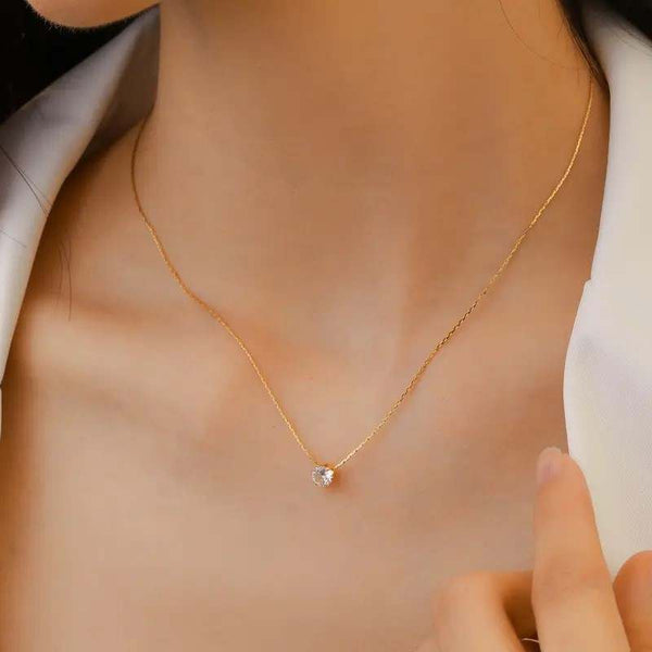 Dainty Sparkle Pendant Necklace Gold - VIRAGE London