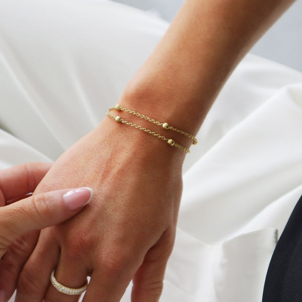 Double Beaded Ball Bracelet Gold - VIRAGE London