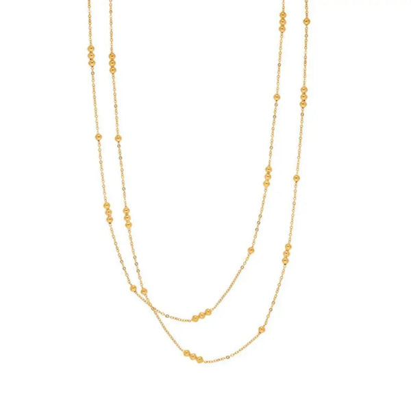 Double Beaded Necklace Gold - VRIAGE London