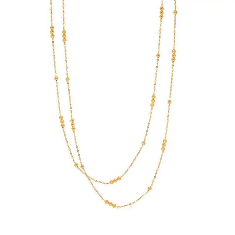 Double Beaded Necklace Gold - VRIAGE London