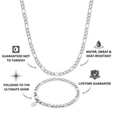 Silver Figaro Chain & Bracelet Set 5mm - USP's - VIRAGE London, 70040001020525