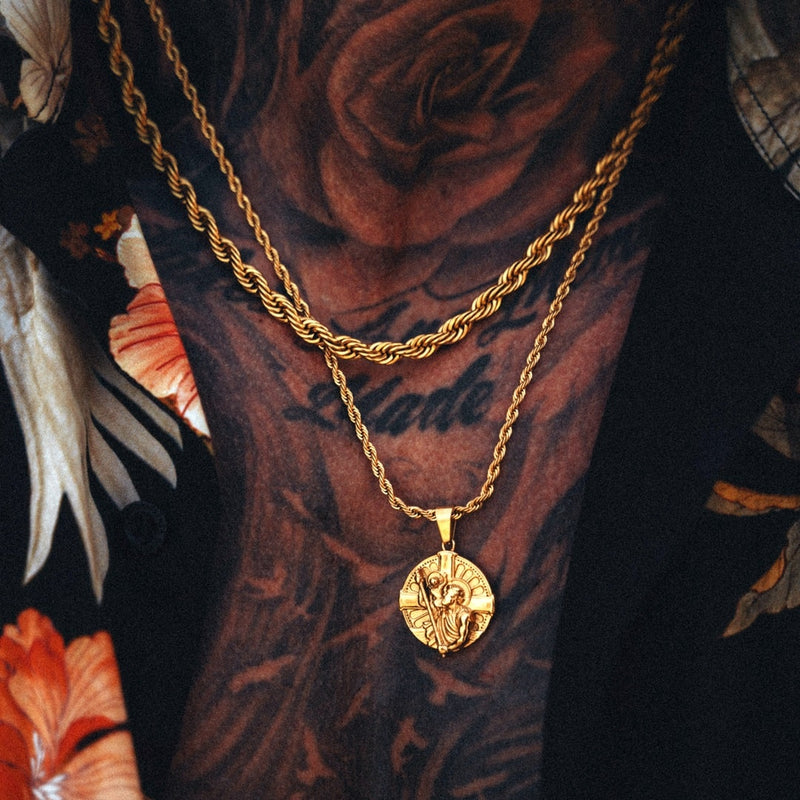 Gold St Christopher Pendant Limited Edition & Rope Chain Set - VIRAGE London, 5701
