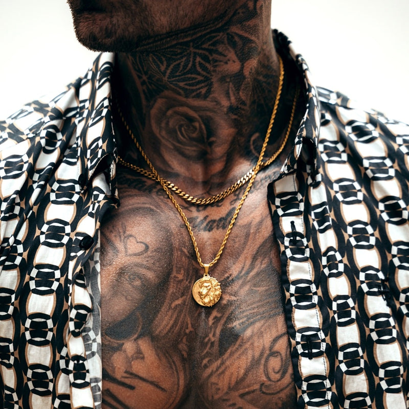 Gold Lion Pendant Limited Edition & Cuban Chain Set - VIRAGE London, 6001