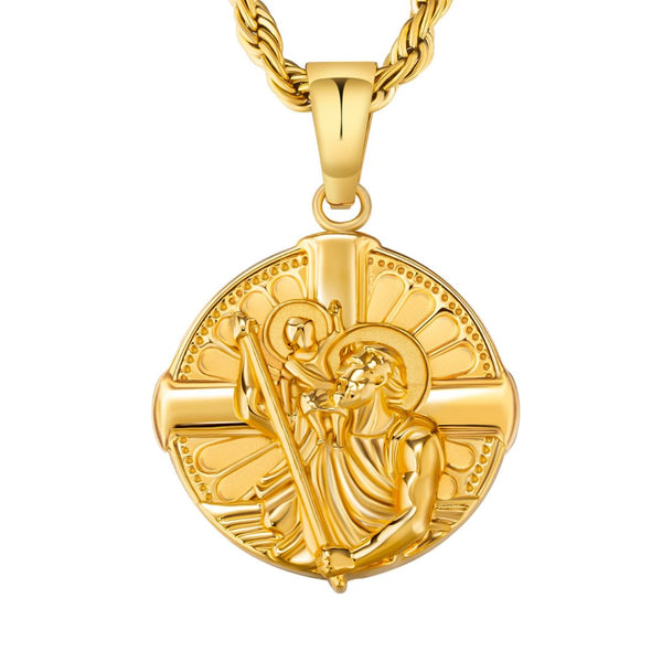 Pre-Owned 9ct Yellow Gold St Christopher Pendant 18mm