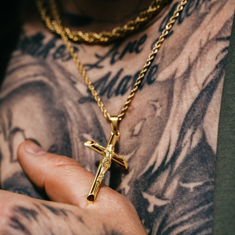 Gold Crucifix Pendant & Rope Chain Set - VIRAGE London, 101