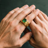 Gold Emerald Statement Ring - VIRAGE London, 5061034731686
