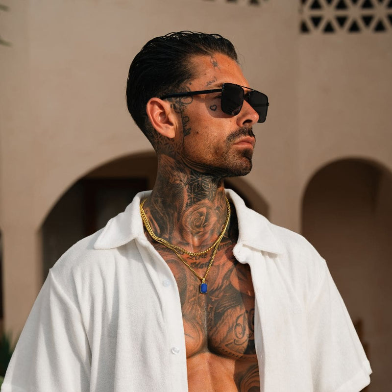 Gold Lapis x Cuban Set - VIRAGE London