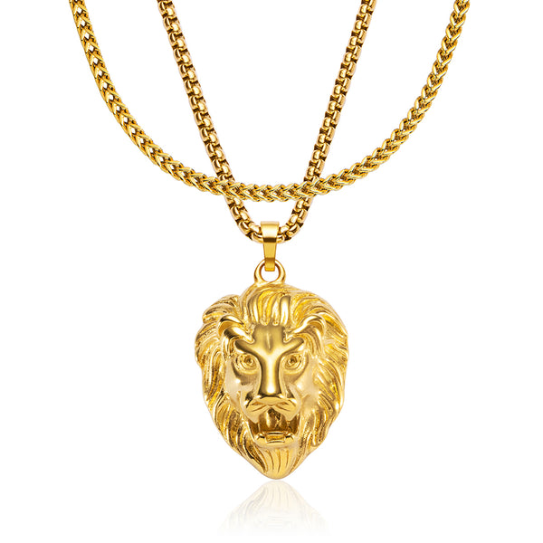 Gold Lion Pendant & Franco Chain Set - VIRAGE London, 111