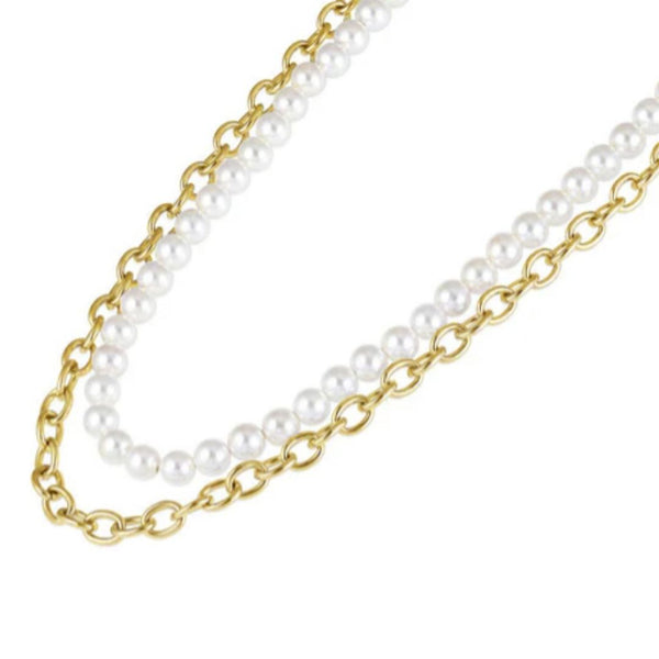 Gold Pearl x Oval Link Chain - VIRAGE London