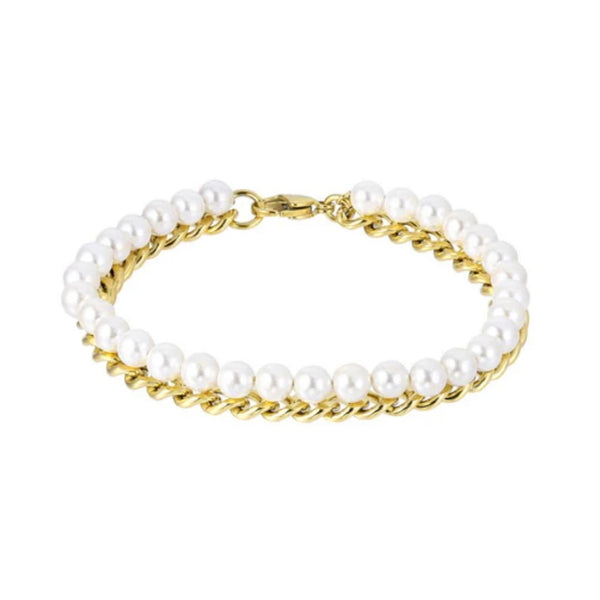 Gold Pearl x Cuban Bracelet - VIRAGE London