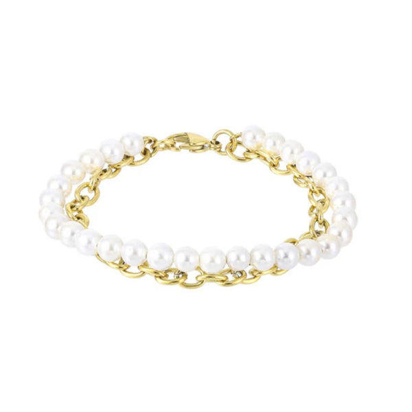 Gold Pearl x Oval Link Bracelet - VIRAGE London