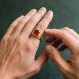 Gold Ruby Statement Ring - VIRAGE London, 5061034731747
