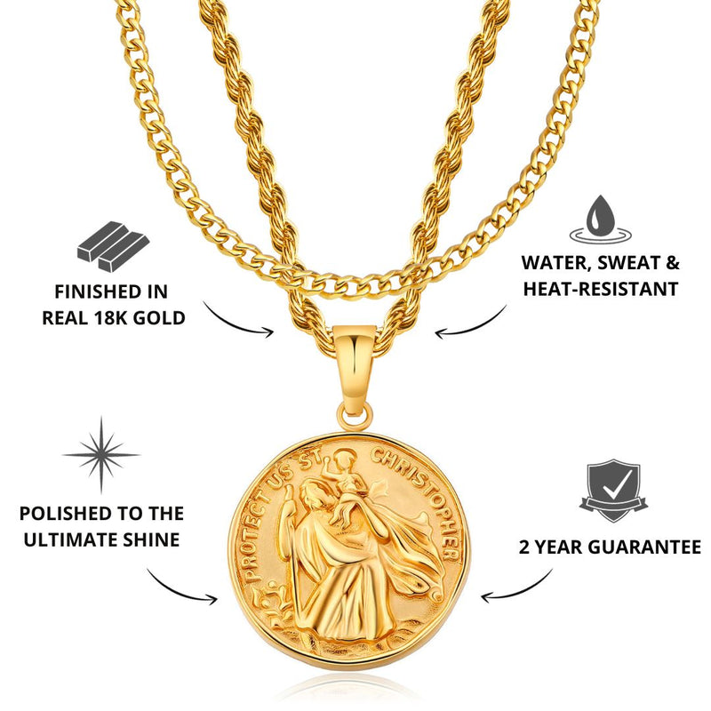 Gold St Christopher x Cuban Set - USPs - VIRAGE London, 1205