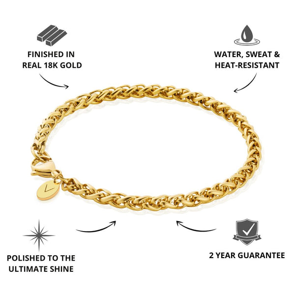 Gold Wheat Bracelet 5mm - USPs - VIRAGE London