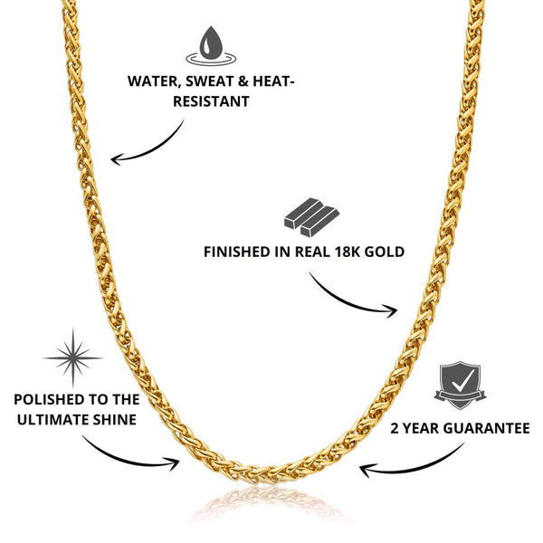 Gold Wheat Chain 5mm - USPs - VIRAGE London