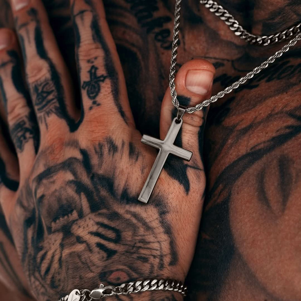 Men's Gun Metal Cross Pendant | VIRAGE London
