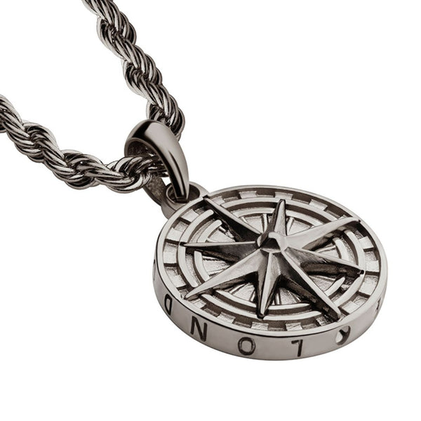 Gun Metal Compass Pendant - VIRAGE London